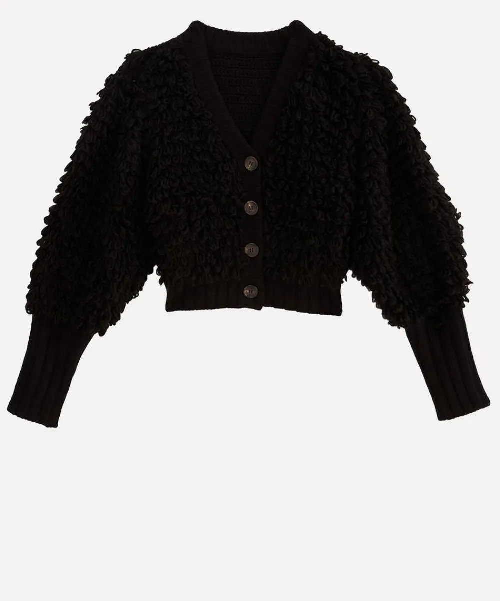 FARM Rio Knitwear^Black Textured V-Neck Cardigan