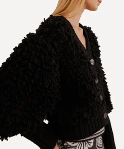 FARM Rio Knitwear^Black Textured V-Neck Cardigan