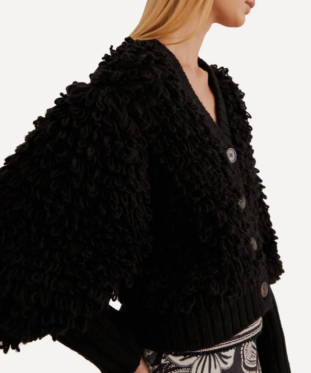 FARM Rio Knitwear^Black Textured V-Neck Cardigan