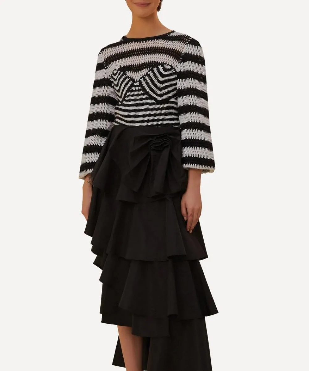 FARM Rio Skirts^Black Tiered Bow Detail Maxi-Skirt