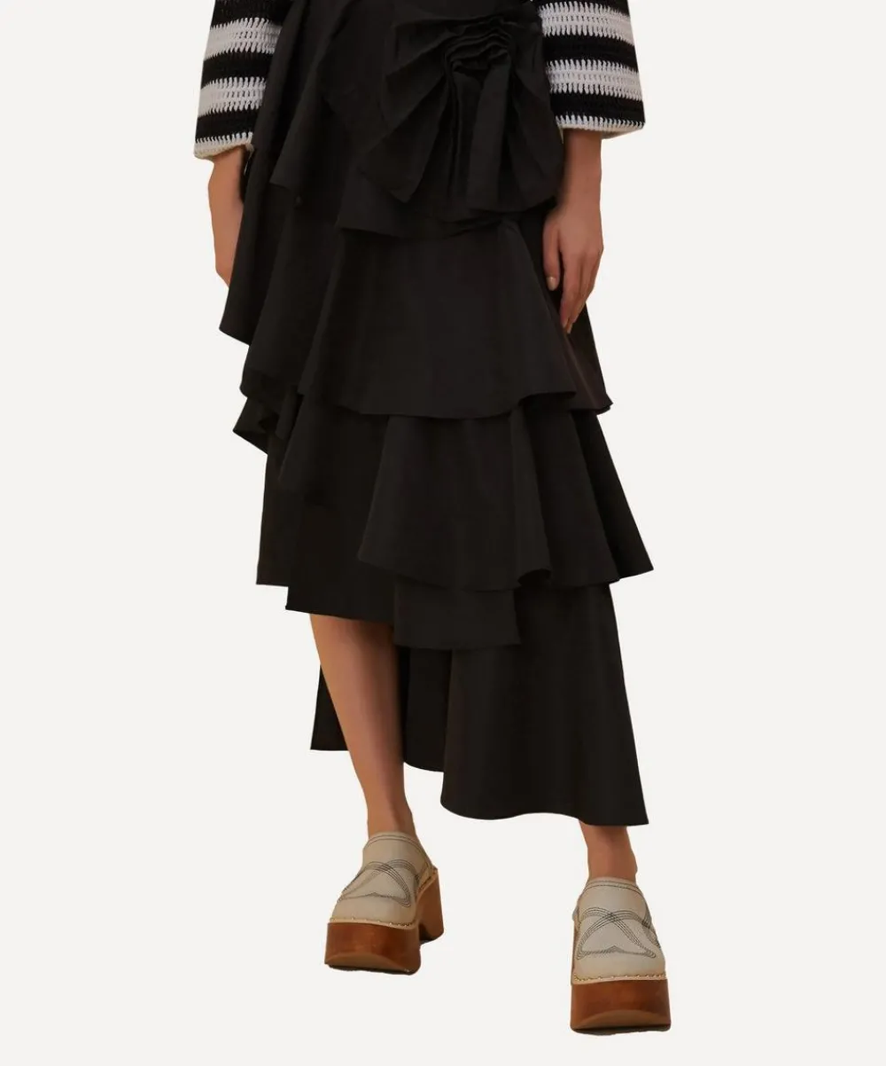 FARM Rio Skirts^Black Tiered Bow Detail Maxi-Skirt
