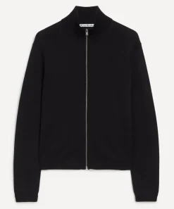 Acne Studios Trousers^Black Wool Zip-Up Cardigan