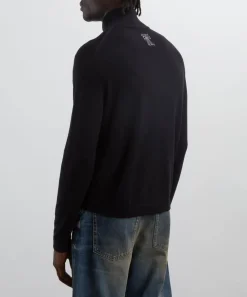 Acne Studios Trousers^Black Wool Zip-Up Cardigan