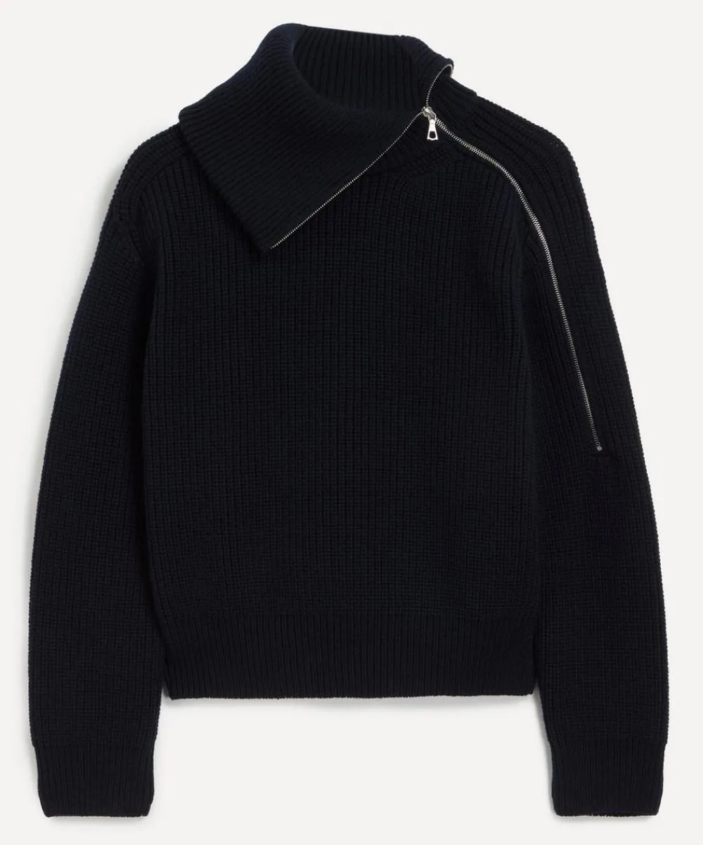 Dries Van Noten Knitwear^Black Zipped Wool Jumper