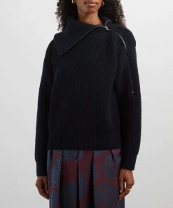 Dries Van Noten Knitwear^Black Zipped Wool Jumper