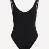 Hunza G Swimwear^Black-White Faye Swimsuit