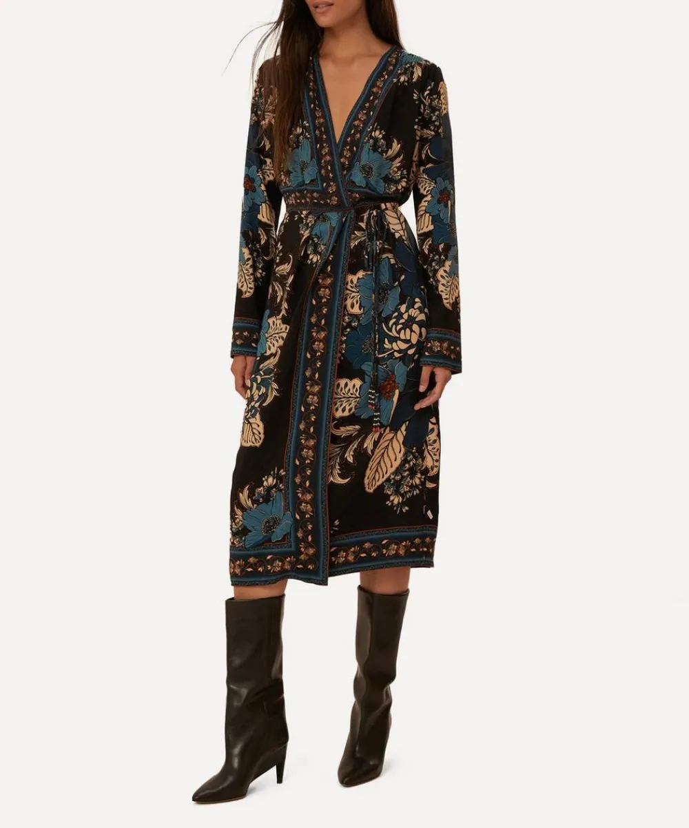 FARM Rio Dresses^Blossom Tapestry Long Sleeve Wrap Dress