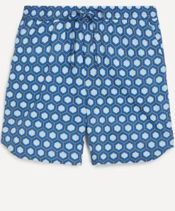 SMR Days Shorts^Blue Block Geometric Print Es Cubells Cotton Shorts