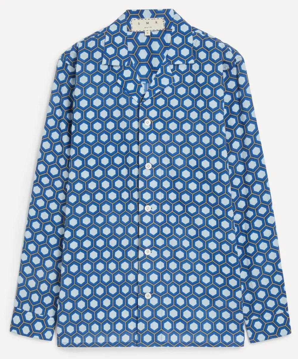 SMR Days Shirts^Blue Block Geometric Print Paloma Cotton Shirt