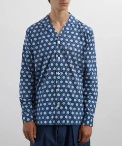 SMR Days Shirts^Blue Block Geometric Print Paloma Cotton Shirt
