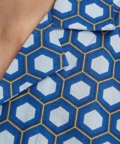 SMR Days Shirts^Blue Block Geometric Print Paloma Cotton Shirt