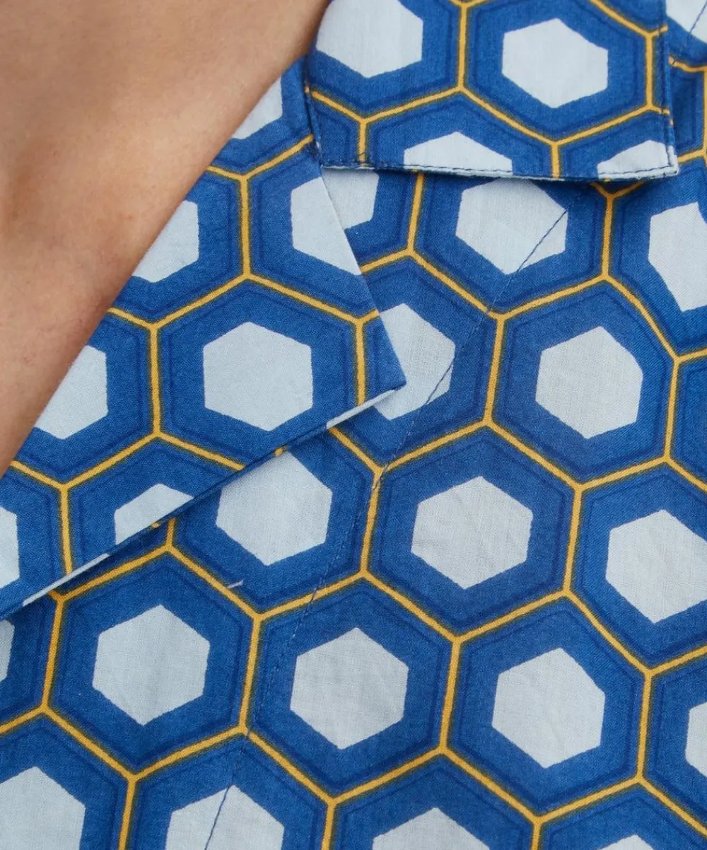SMR Days Shirts^Blue Block Geometric Print Paloma Cotton Shirt