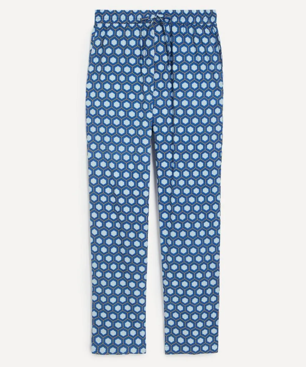 SMR Days Trousers^Blue Block Print Cotton Malibu Trousers