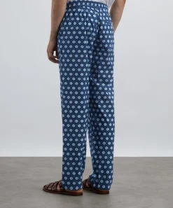 SMR Days Trousers^Blue Block Print Cotton Malibu Trousers
