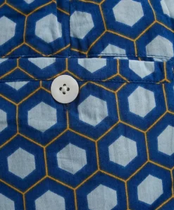 SMR Days Trousers^Blue Block Print Cotton Malibu Trousers