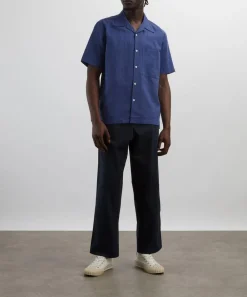 Universal Works Shirts^Blue Linen Camp Shirt