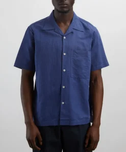 Universal Works Shirts^Blue Linen Camp Shirt