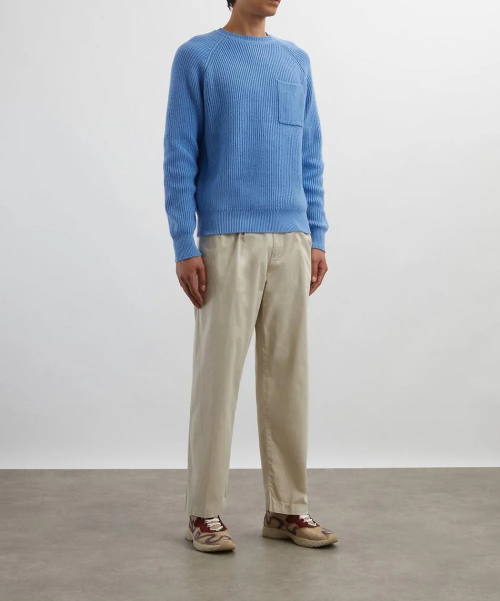 Adsum Knitwear & Sweats^Blue Pocket Crew-Neck Jumper