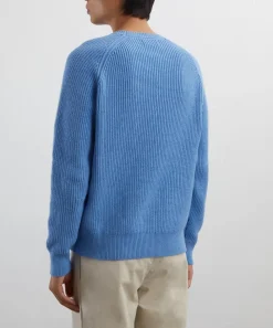 Adsum Knitwear & Sweats^Blue Pocket Crew-Neck Jumper