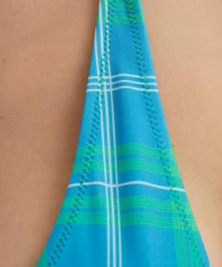 Fruity Booty Swimwear^Blue-Green Check Triangle Bikini Top