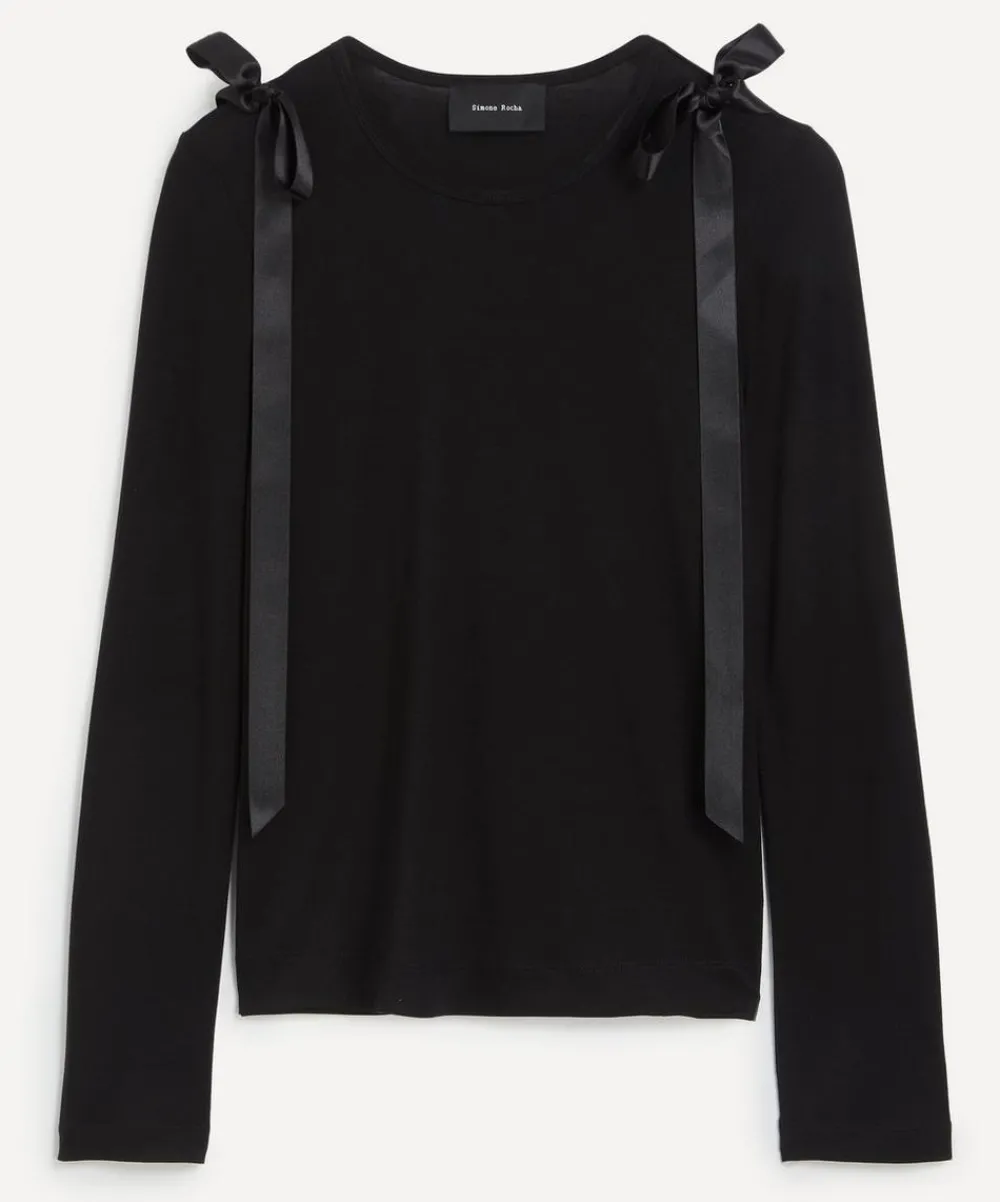 Simone Rocha Tops^Bow Ribbon Tail Long-Sleeve T-Shirt