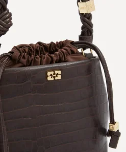 Ganni Bags^Brown Croco Bou Bucket Bag
