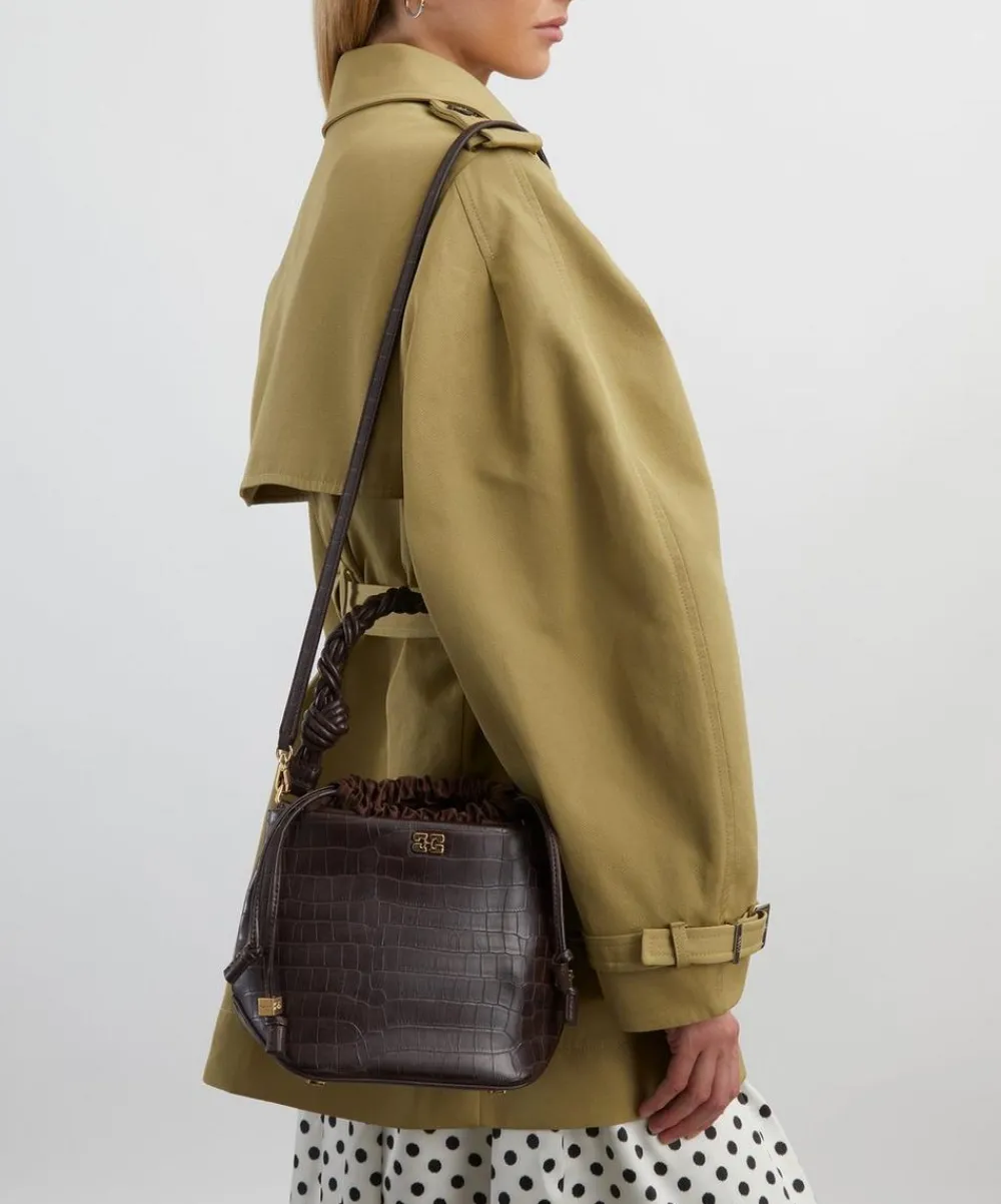 Ganni Bags^Brown Croco Bou Bucket Bag