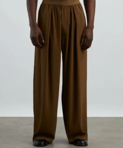 Acne Studios Trousers^Brown Loose-Fit Logo Trousers