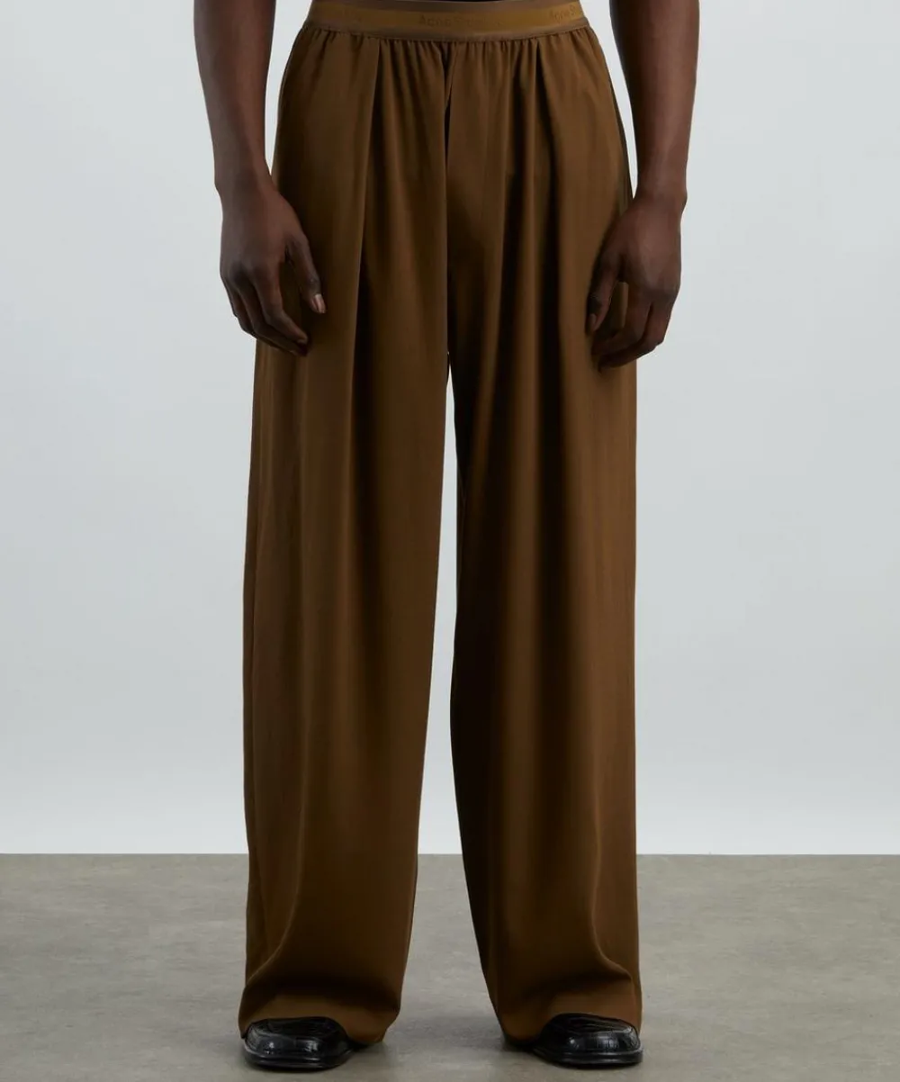 Acne Studios Trousers^Brown Loose-Fit Logo Trousers