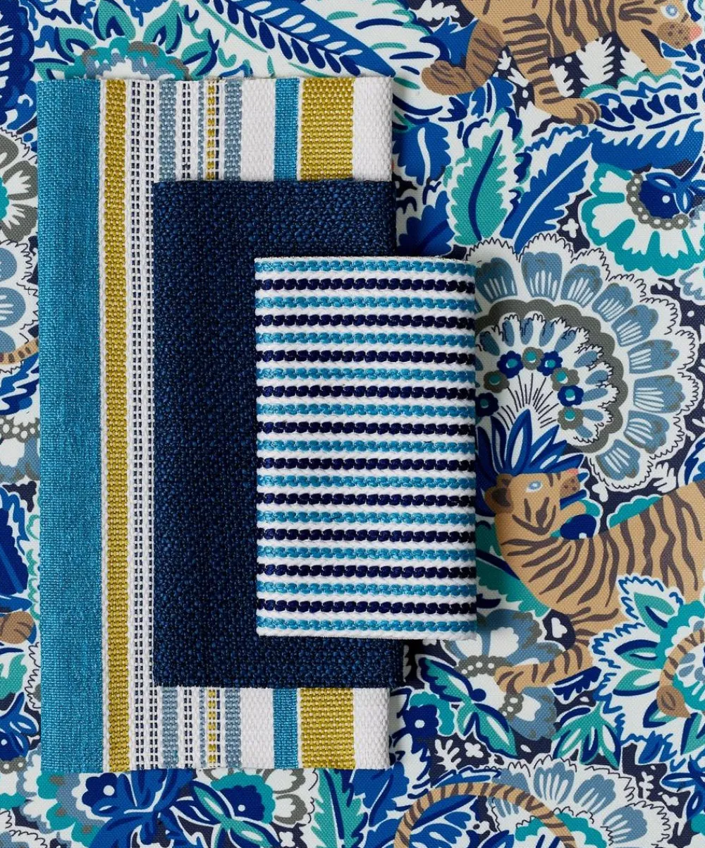 Liberty Interiors Furnishing Fabrics^Cabana Stripe Dixster in Aqua – Outdoor