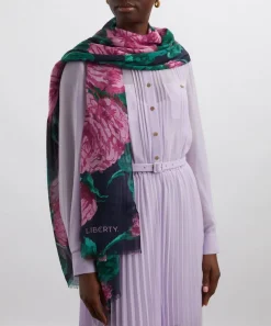 Liberty Scarves^Carline Blur 70x200 Wool-Silk Scarf