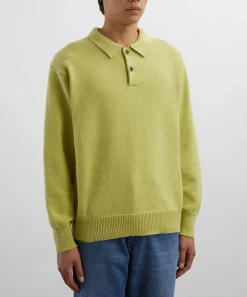 Adsum Knitwear & Sweats^Chartreuse Pady Polo Jumper