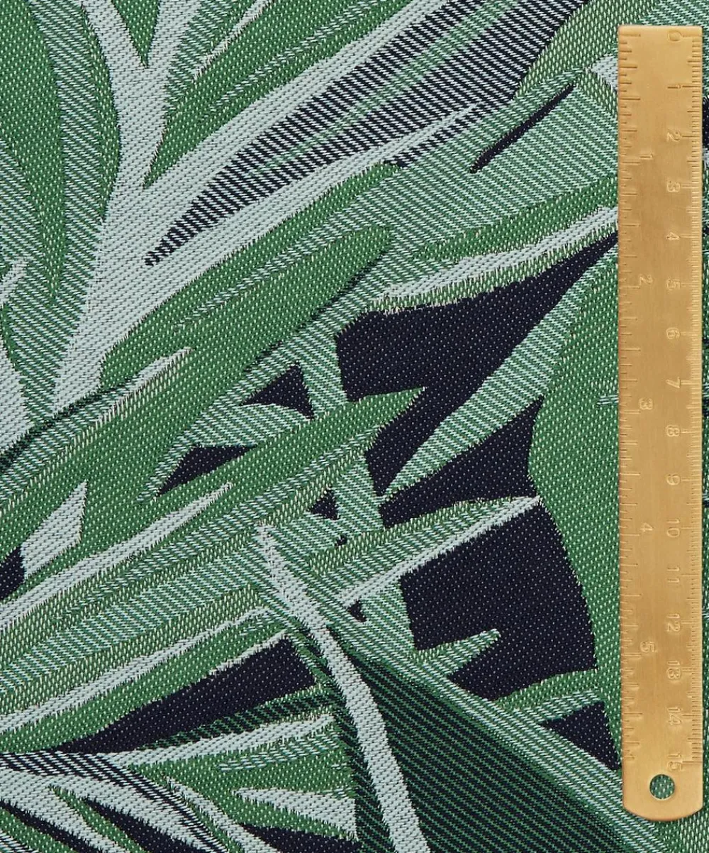 Liberty Interiors Furnishing Fabrics^Chile Palm Lovell Jacquard in Jade – Outdoor