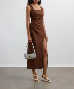 Reformation Dresses^Clement Chocolate Cake Linen Dress