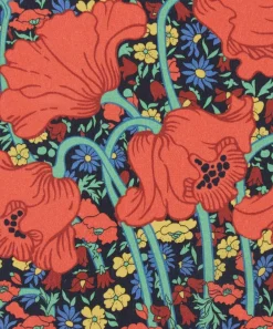 Liberty Fabrics Crepe De Chine^Clementina Poppy Crepe de Chine