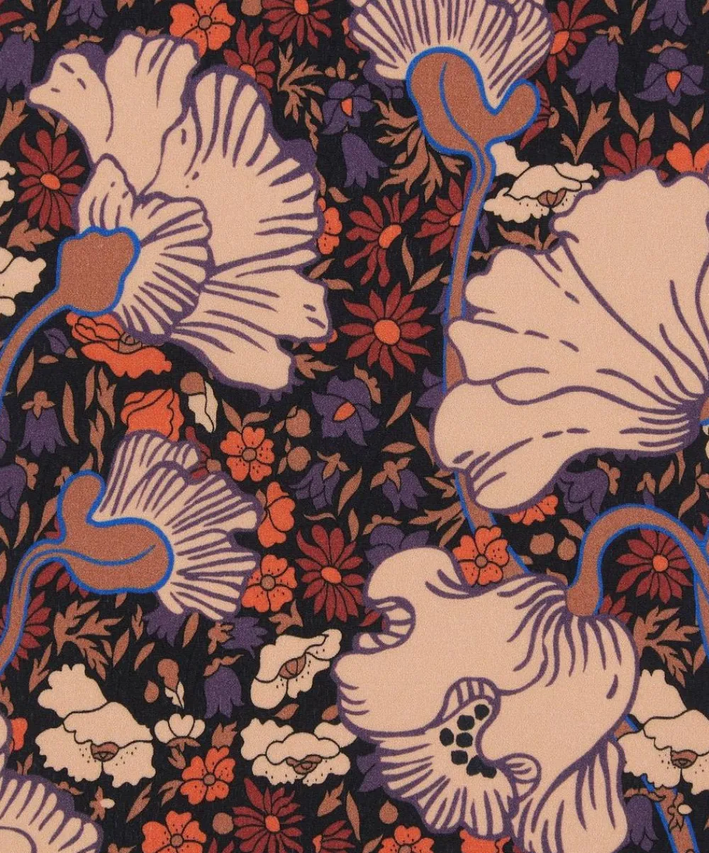 Liberty Fabrics Crepe De Chine^Clementina Poppy Crepe de Chine