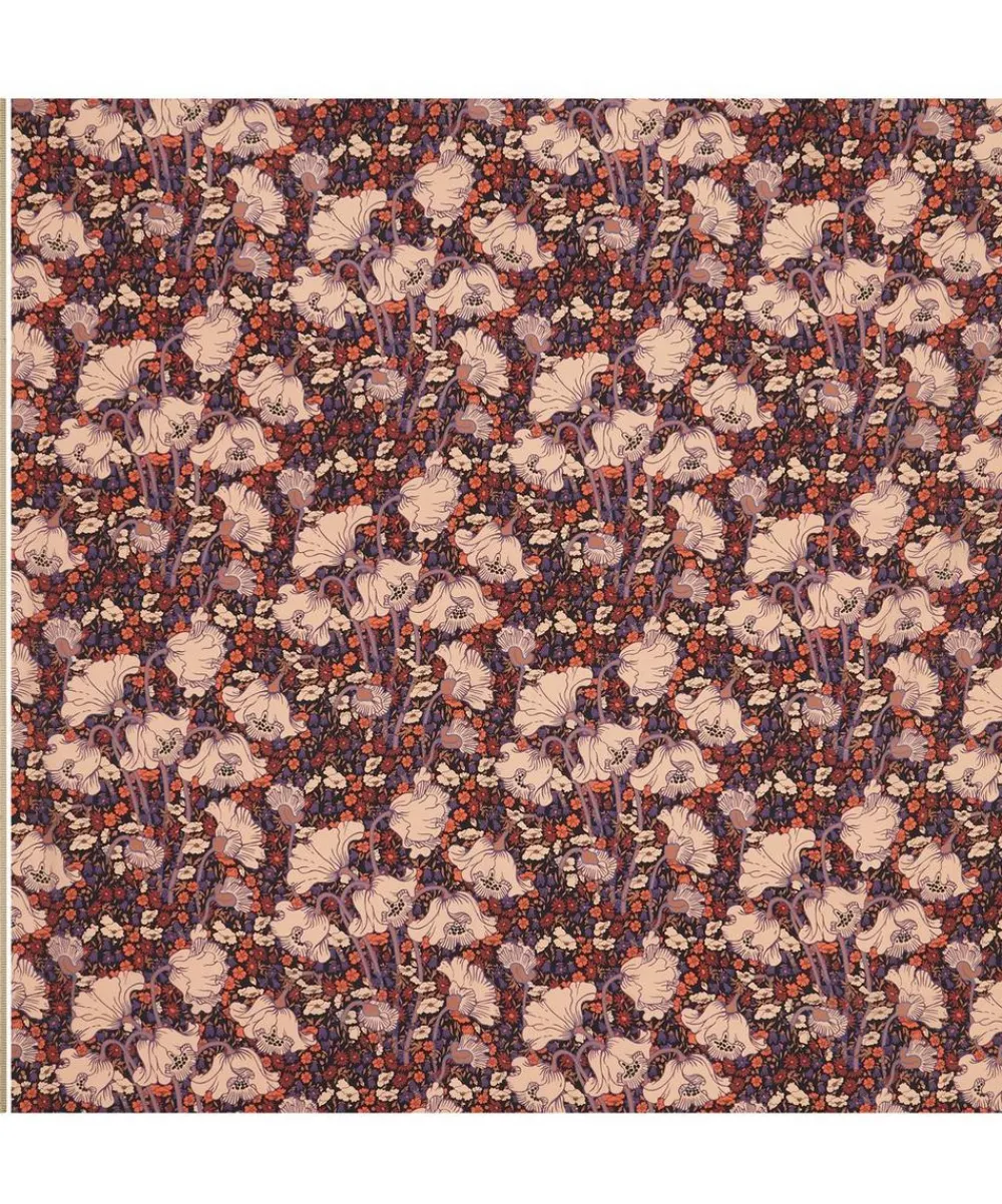 Liberty Fabrics Crepe De Chine^Clementina Poppy Crepe de Chine