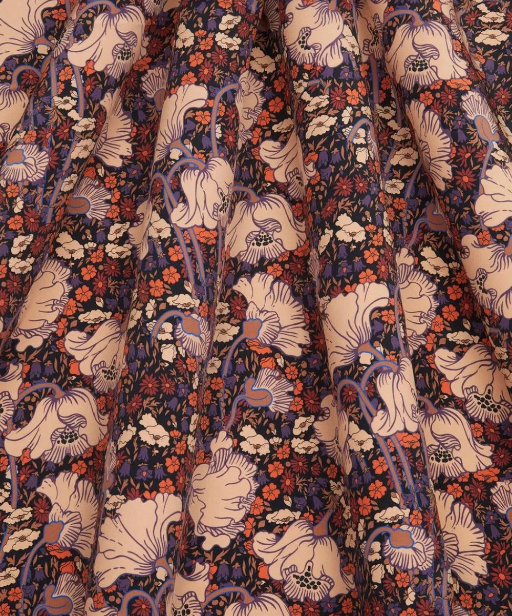 Liberty Fabrics Crepe De Chine^Clementina Poppy Crepe de Chine