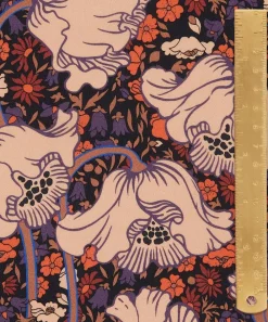 Liberty Fabrics Crepe De Chine^Clementina Poppy Crepe de Chine