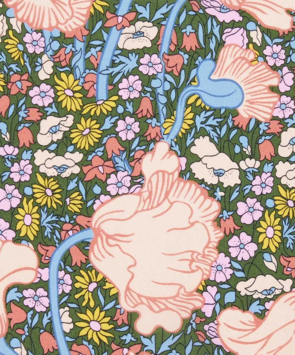 Liberty Fabrics Crepe De Chine^Clementina Poppy Crepe de Chine