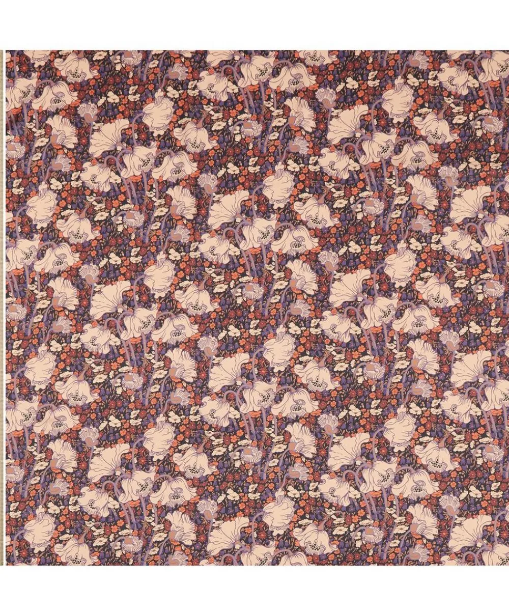 Liberty Fabrics Silk Satin^Clementina Poppy Silk Satin