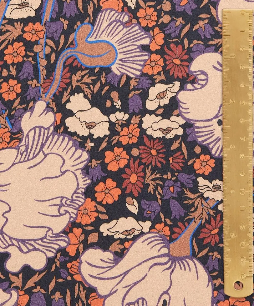 Liberty Fabrics Silk Satin^Clementina Poppy Silk Satin