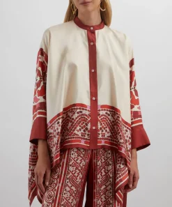 La DoubleJ Tops^Cobra Placée Red Foulard Silk Shirt