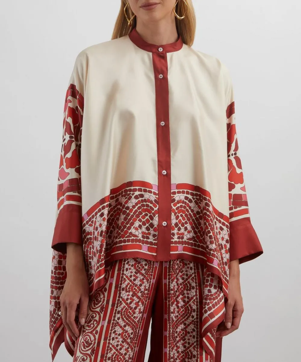 La DoubleJ Tops^Cobra Placée Red Foulard Silk Shirt
