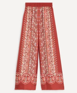 La DoubleJ Trousers & Shorts^Cobra Placée Red Silk Twill Palazzo Trousers
