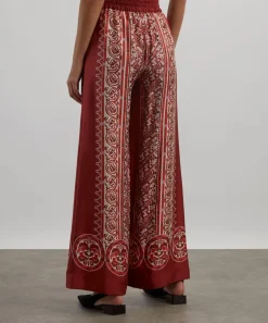 La DoubleJ Trousers & Shorts^Cobra Placée Red Silk Twill Palazzo Trousers