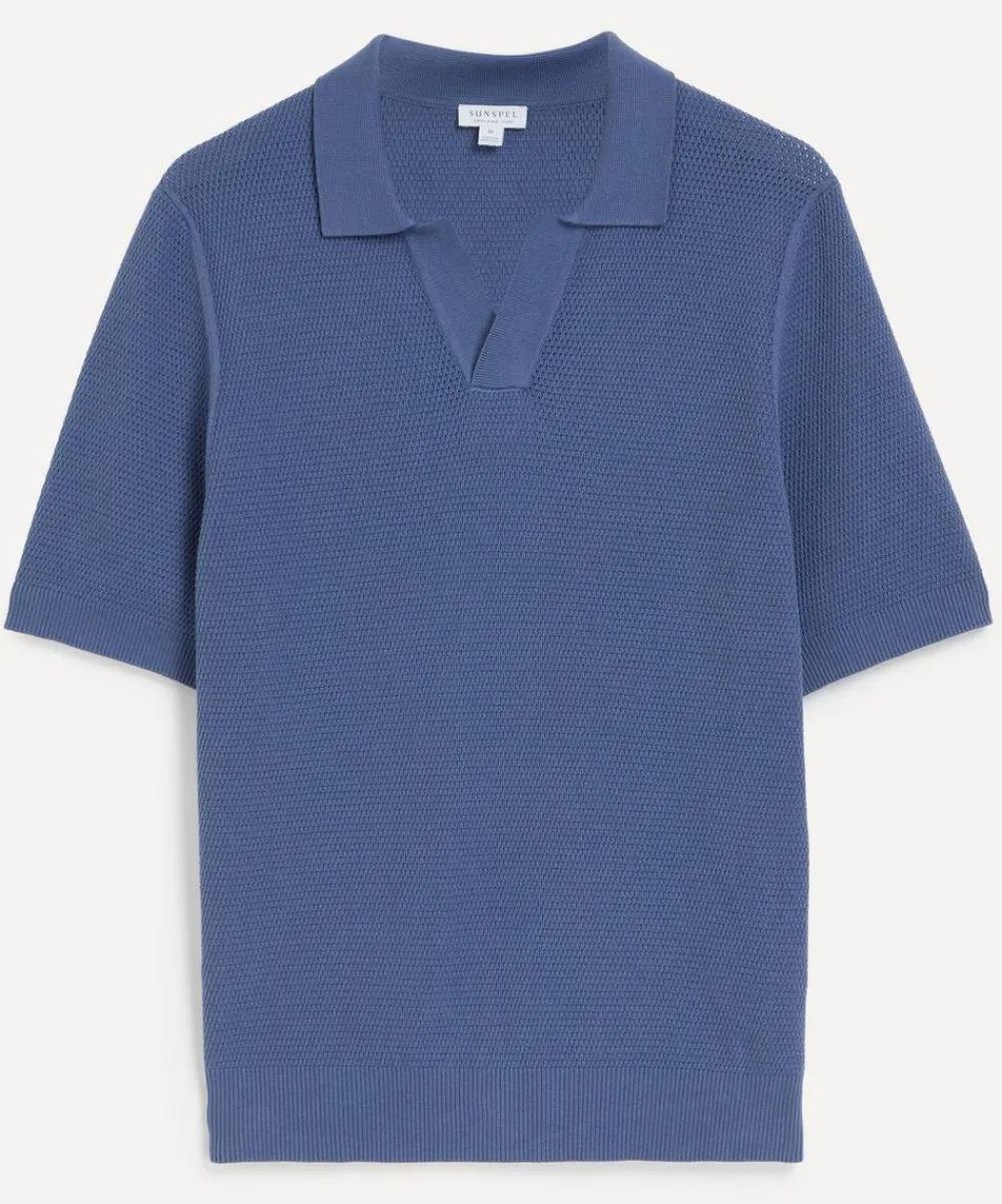Sunspel Tops^Compact Mesh Knit Polo Shirt