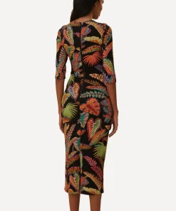 FARM Rio Dresses^Cool Foliage Black Jersey Midi-Dress