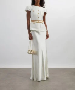 Self-Portrait Dresses^Cream Taffeta Chain Maxi Dress