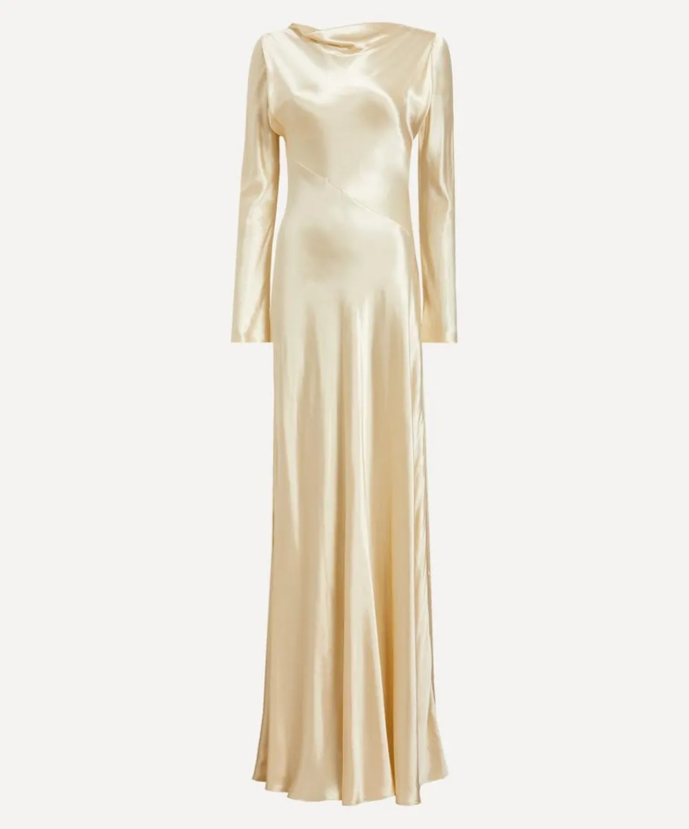 Alberta Ferretti Dresses^Cream Yellow Glossy Satin Dress